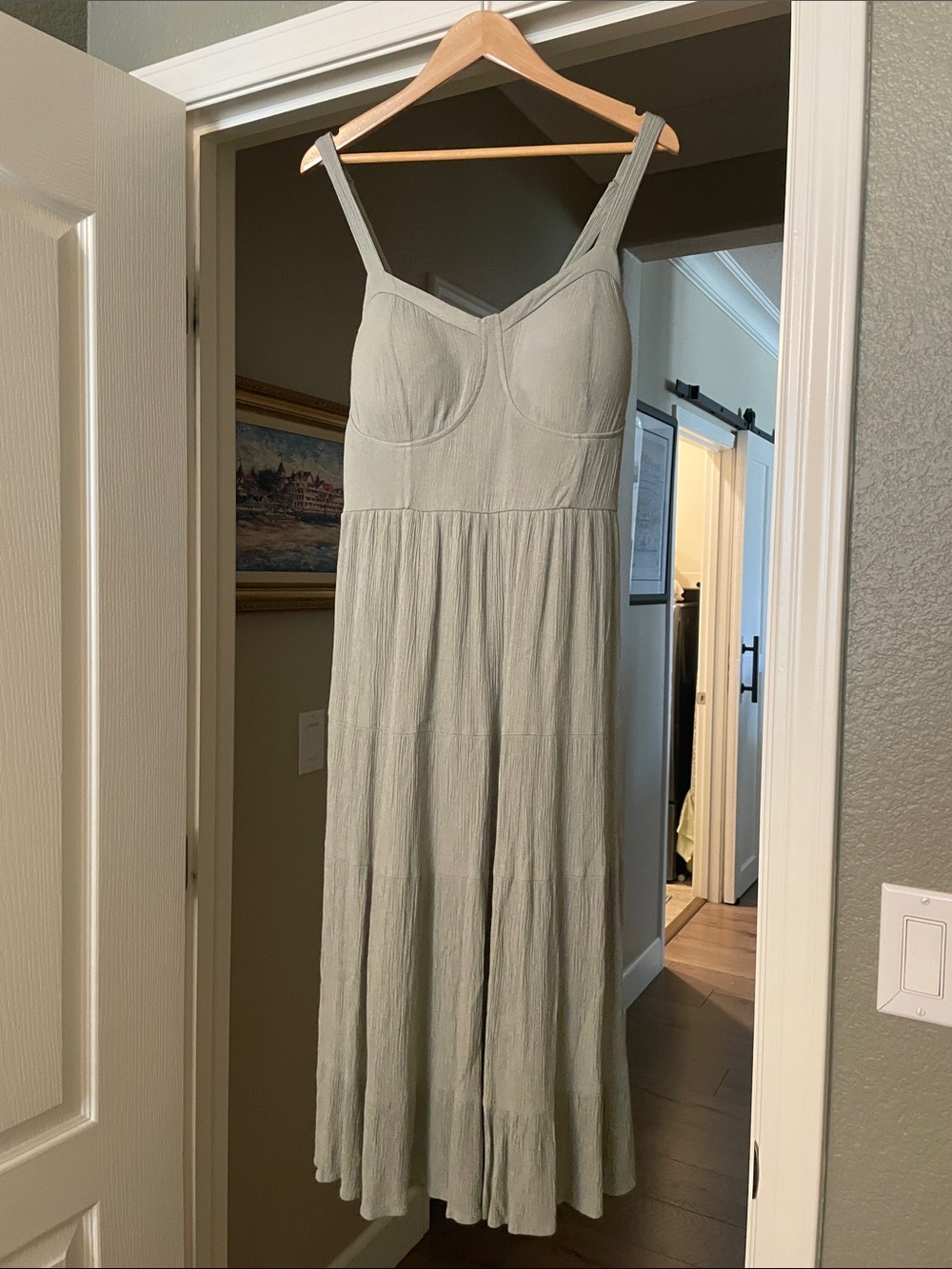 Almost Famous Sage Green Maxi Dress with Spaghetti Straps